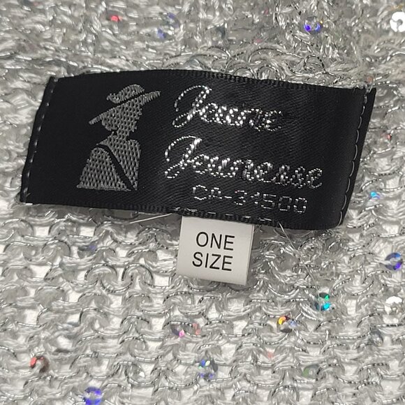 White Glitter Long Sleeve Sweater Open Knit Top Xmas New Years Party Top Blouse - Picture 5 of 6